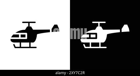 icône d'héliport d'hélicoptère en noir et blanc. vecteur plat simple Illustration de Vecteur