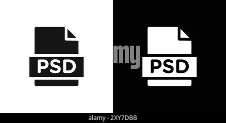 Icône de format de fichier PSD définie en noir et blanc. vecteur plat simple Illustration de Vecteur