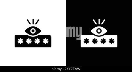 Icône de sécurité par mot de passe définie en noir et blanc. vecteur plat simple Illustration de Vecteur