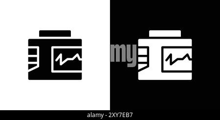 Icône du défibrillateur de secours en noir et blanc. vecteur plat simple Illustration de Vecteur