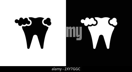 icône de nettoyage des dents définie en noir et blanc. vecteur plat simple Illustration de Vecteur