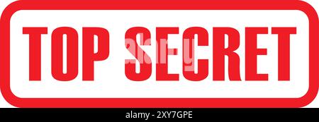 Icône rouge Top secret, tampon rouge Top secret, signe de texte rectangulaire Top secret Illustration de Vecteur