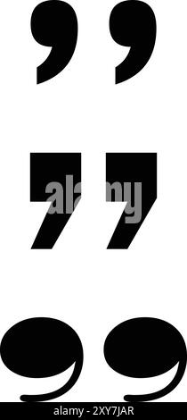 Marque de citation de collection, citation noire, symbole de citation, ensemble de cadres de citation, bulles de message Illustration de Vecteur