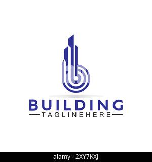 Initial B avec conception de logo de vecteur de construction. Lettre B logo formé symbole de bâtiment Illustration de Vecteur