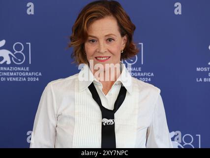 Venise, Italie, 28 août 2024. Sigourney Weaver photocall pour le Lion d'Or pour la réalisation de toute une vie au 81e Festival International du film de Venise. Crédit photo : Doreen Kennedy / Alamy Live News. Banque D'Images