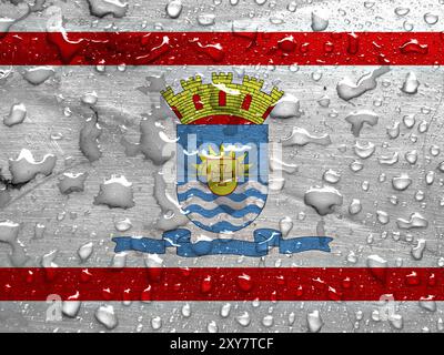 Drapeau de Florianopolis avec des gouttes de pluie Banque D'Images