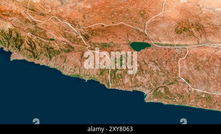 Vue satellite des frontières entre le Liban et Israël avec la Syrie, la Jordanie et la Cisjordanie. Les éléments de cette image sont fournis par la NASA. rendu 3d. Banque D'Images