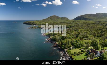 Vue aérienne de Bar Harbor, Maine, États-Unis. 25 mai 2024. Banque D'Images