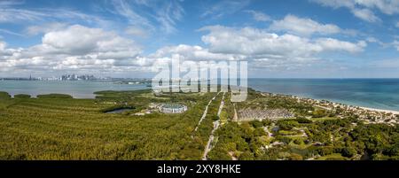 Vue panoramique aérienne de Key Biscayne, Miami, Floride, États-Unis. 4 janvier 2024. Banque D'Images