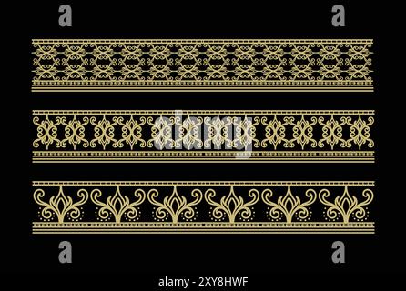 Élégant rectangle Seamless Golden décorative Beauty Royal Border Frame Ornament élément Design illustration Vector Illustration de Vecteur