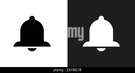 Contour de vecteur de signe de logo d'icône de Bell en couleur noire et blanche Illustration de Vecteur
