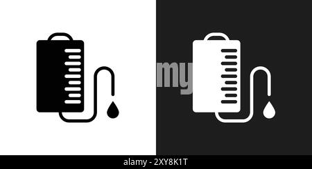 Contour de vecteur de signe de logo d'icône de transfusion sanguine en noir et blanc Illustration de Vecteur