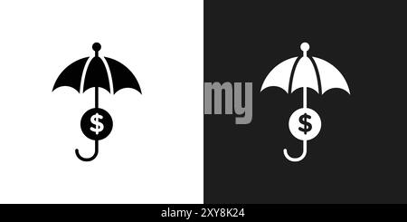 contour vectoriel du logo de l'icône de la protection des biens en noir et blanc Illustration de Vecteur