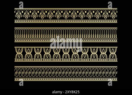 Rectangle Seamless Golden décorative Beauty Royal Border Frame Ornament élément Design illustration Vector Illustration de Vecteur