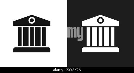 Contour de vecteur de signe de logo d'icône de banque en noir et blanc Illustration de Vecteur