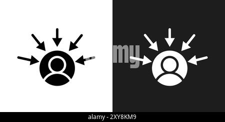 Contour vectoriel de signe de logo d'icône de consommateur centré en noir et blanc Illustration de Vecteur