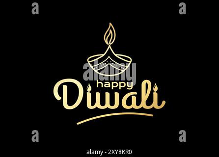 Joyeux Diwali lettrage manuscrit texte type de mot police calligraphie lettrage typographie illustration vecteur Illustration de Vecteur