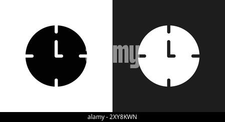 Contour de vecteur de signe de logo d'horloge neuf icône en noir et blanc Illustration de Vecteur