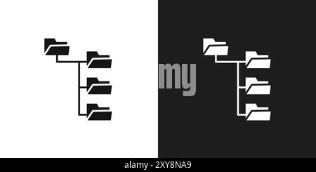 Contour de vecteur de signe de logo d'icône d'arbre de dossier en couleur noir et blanc Illustration de Vecteur