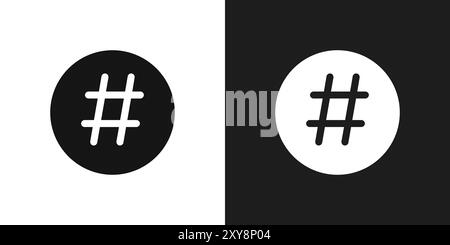 Contour de vecteur de signe de logo d'icône de hashtag en noir et blanc Illustration de Vecteur