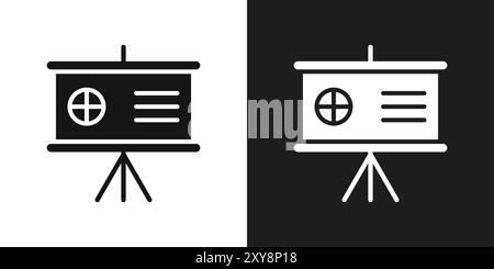 Contour de vecteur de signe de logo d'icône de présentation en couleur noir et blanc Illustration de Vecteur