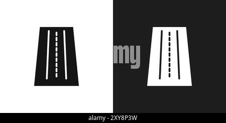 Contour de vecteur de signe de logo d'icône de route en couleur noire et blanche Illustration de Vecteur