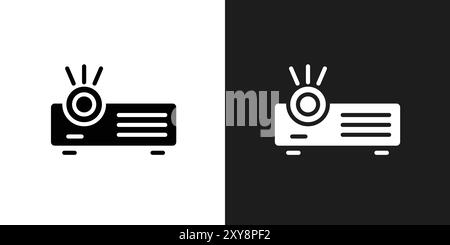 Contour vectoriel de signe de logo d'icône de projecteur en couleur noir et blanc Illustration de Vecteur