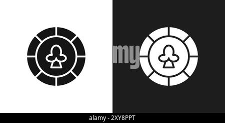 Contour vectoriel de signe de logo de jeton de poker en couleur noire et blanche Illustration de Vecteur
