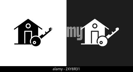 Vendre ou louer le contour de vecteur de signe de logo d'icône de maison en couleur noire et blanche Illustration de Vecteur