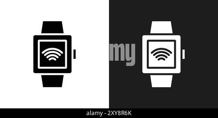 Contour vectoriel de signe de logo d'icône smartwatch en couleur noir et blanc Illustration de Vecteur