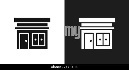 Store Icon logo signe vectoriel contour en noir et blanc Illustration de Vecteur