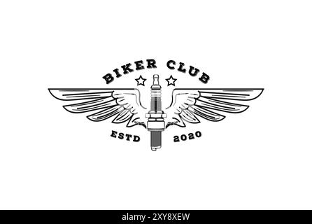 Ailes de bougie rétro vintage pour garage personnalisé ou Moto Biker Club logo Illustration de Vecteur