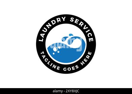 Machine à laver de robe circulaire pour le vecteur de conception de logo de service de blanchisserie Illustration de Vecteur