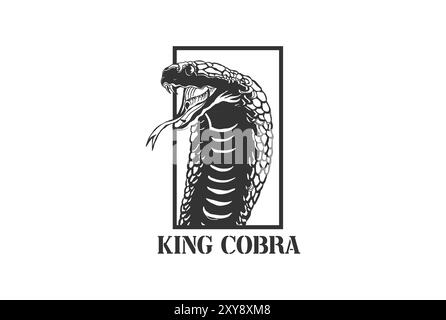 Vintage rétro toxique King Cobra ou Black Mamba Snake Reptile Head logo Design Illustration de Vecteur