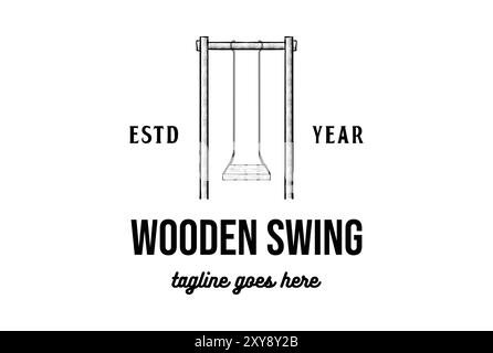 Rétro Vintage Wooden Swing logo Design Vector Illustration de Vecteur