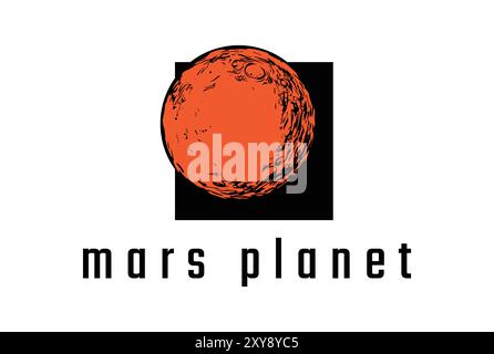 Vintage Retro Red mars Planet Symbol pour Space Science logo Design Vector Illustration de Vecteur