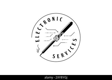 Soudure électronique rétro Vintage pour le logo d'atelier de service Illustration de Vecteur