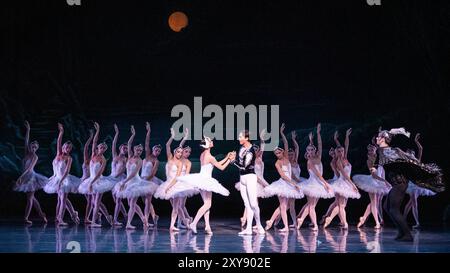 Londres, Royaume-Uni. 28 août 2024. Les danseurs du State Ballet of Georgia se produisent lors d’une répétition générale de Swan Lake au London Coliseum où le premier spectacle de la compagnie à Londres se déroulera pendant une saison limitée de 2 semaines. Credit : Stephen Chung / Alamy Live News Banque D'Images