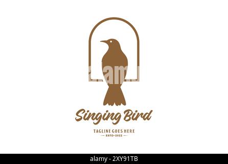 Simple minimaliste Singing Dove Robin Canary Sparrow Finch logo Illustration de Vecteur