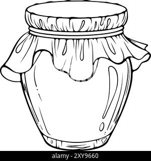 Pot en verre avec JAM Line art Illustration de Vecteur