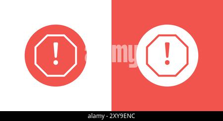 alerte avertissement spam icône octogone logo signe vectoriel contour en noir et blanc Illustration de Vecteur