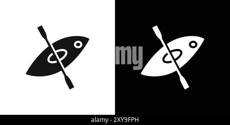 contour vectoriel de signe de logo d'icône de canot en noir et blanc Illustration de Vecteur