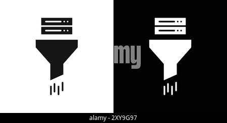 Contour vectoriel de signe de logo d'icône de filtrage de données en noir et blanc Illustration de Vecteur