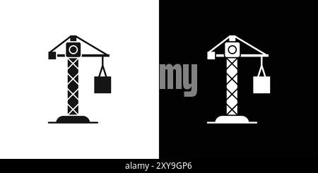 contour de vecteur de signe de logo d'icône de grue en couleur noire et blanche Illustration de Vecteur