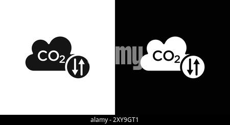 co2 gaz dioxyde de carbone icône logo signe contour vectoriel en noir et blanc Illustration de Vecteur