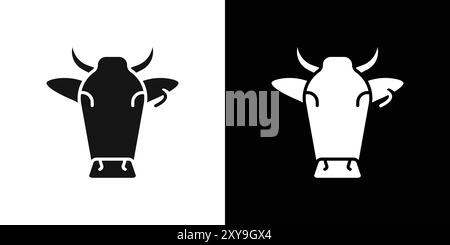 Contour de vecteur de signe de logo de tête de vache en noir et blanc Illustration de Vecteur