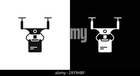 contour vectoriel de signe de logo de livraison de drone en noir et blanc Illustration de Vecteur