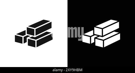 contour de vecteur de signe de logo d'icône de barres d'or en noir et blanc Illustration de Vecteur