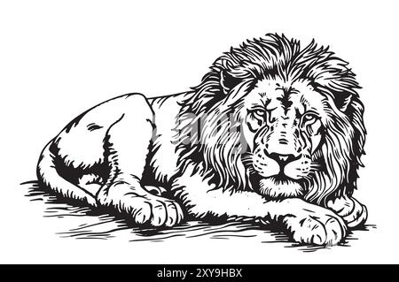 Illustration de croquis dessinée à la main par lion, animaux sauvages Illustration de Vecteur