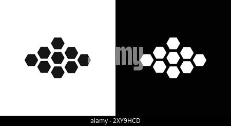 Contour de vecteur de signe de logo d'icône de nid d'abeille en couleur noire et blanche Illustration de Vecteur